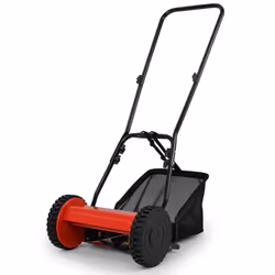 Push Lawn Mower Manual Grass Sweeper w/ 30cm Cutting Width-Red