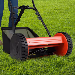 Push Lawn Mower Manual Grass Sweeper w/ 30cm Cutting Width-Red