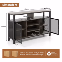 Wine Bar Cabinet 140cm Industrial kitchen Buffet Sideboard with storage