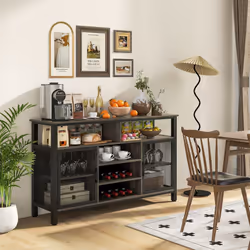 Wine Bar Cabinet 140cm Industrial kitchen Buffet Sideboard with storage