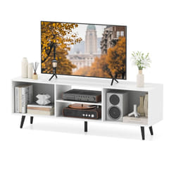 120cm Entertainment Center Mid Century Modern TV Stand for 55â TVs-White