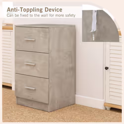 3-Drawer Chest Storage Cabinet Dresser Night Stand Organizer-Grey