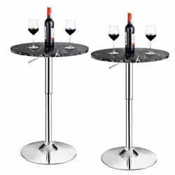 2Pcs Modern Bar Table Multifunctional Round Pub Table-Black