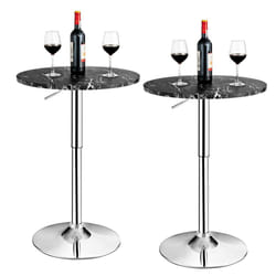 2Pcs Modern Bar Table Multifunctional Round Pub Table-Black