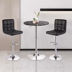 2Pcs Modern Bar Table Multifunctional Round Pub Table-Black
