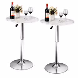2Pcs Modern Bar Table Multifunctional Round Pub Table-White