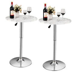 2Pcs Modern Bar Table Multifunctional Round Pub Table-White