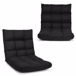 14-Position Adjustable Floor Chair Video Gaming Sofa Chair-Black