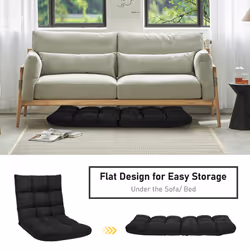 14-Position Adjustable Floor Chair Video Gaming Sofa Chair-Black