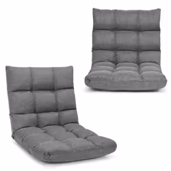 14-Position Adjustable Floor Chair Video Gaming Sofa Chair-Gray
