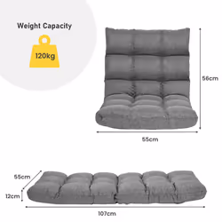 14-Position Adjustable Floor Chair Video Gaming Sofa Chair-Gray