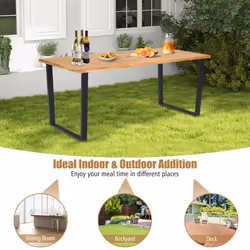 Patio Rectangle Dining Table 175 x 80cm Acacia Wood Table-Natural