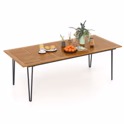 220 x 95cm Patio Dining Table Indoor & Outdoor Dining Table-Natural