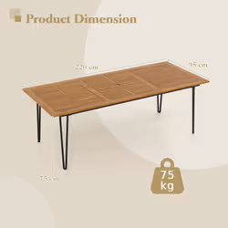 220 x 95cm Patio Dining Table Indoor & Outdoor Dining Table-Natural