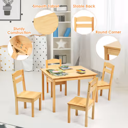 Kids Table & 4 Chairs Set Activity Table Set Wooden Table Furniture