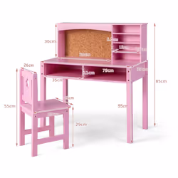 Kids Desk and Chair Set Wooden Children Study Table &Chair Writing Table Set