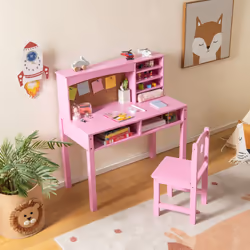 Kids Desk and Chair Set Wooden Children Study Table &Chair Writing Table Set