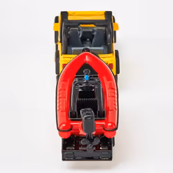 SIKU 1658  Jeep with Boat  Metal/Plastic  Yellow/Red  Removable Traile