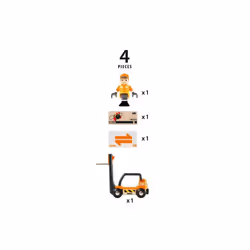 BRIO World 33573 - Wooden Toy Train Fork Lift Set - Interactive Play f