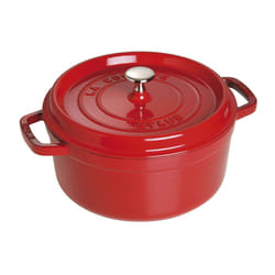 STAUB Cast Iron Dutch Oven 4-qt Round Cocotte  Made in France  Serves 3-4  Cherry