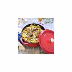 STAUB Cast Iron Dutch Oven 4-qt Round Cocotte  Made in France  Serves 3-4  Cherry