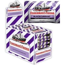 Fishermans Friend Blackcurrant Menthol Flavour Lozenges with Sweeteners 25g (Pack of 24)