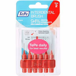 TEPE 0.5mm Interdent Red Brushes, Pack of 6