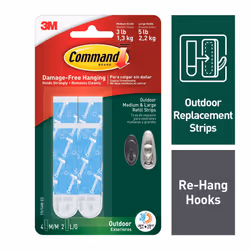 Command 4-packages of Outdoor Refill Strips Water-Resistant Strips 17615AW-ES White