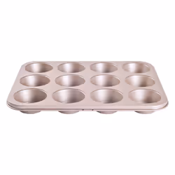 SUNCITY Carbon Steel Nonstick Muffin Cupcake Pan 12 Regular Size Champagne Gold