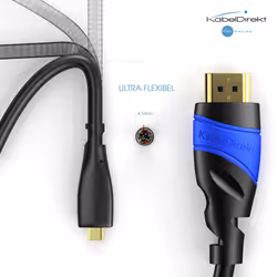 KabelDirekt 3m Micro HDMI to HDMI Cable compatible with (HDMI 2.0a/b, 2.0, 1.4a, 4K HDMI Cable, HDMI to HDMI, 4K@60HZ,1080p FullHD, UHD, Ultra HD,...