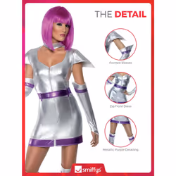 Smiffys womens Fever Space Cadet Adult Sized Costume  Silver Metallic  M - US Size 10-12