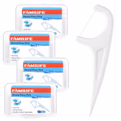 FAMILIFE Floss Picks 240 Count Unflavored Dental Floss Picks Tooth Picks Flossers with 4 Travel Handy Cases Helps to Fight ...