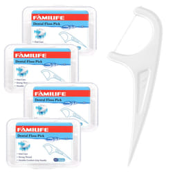 FAMILIFE Floss Picks  240 Count Unflavored Dental Floss Picks  Tooth Picks Flossers with 4 Travel Handy Cases  Helps to Fight Tooth Decay and Keep You
