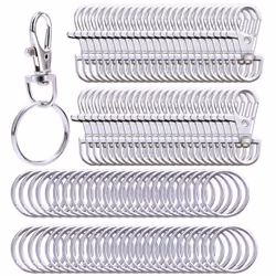 Livder Metal Swivel Lanyard Snap Hooks and Split Key Rings Chain Hook Keychain 100 Pieces