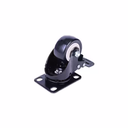 H&S 4 Castor Wheels Heavy Duty 200kg 50mm PU Rubber Swivel Trolley Furniture Caster with Brakes Black
