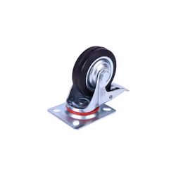 H&S 4 Castor Wheels Heavy Duty 75mm Rubber Swivel Trolley Furniture Caster with Brakes Black