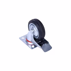 H&S 4 Castor Wheels Heavy Duty 75mm Rubber Swivel Trolley Furniture Caster with Brakes Black