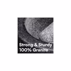 Pestle and Mortar Set Premium Solid Granite Stone Large Black - 16cm(6.3") Diameter