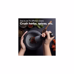 Pestle and Mortar Set Premium Solid Granite Stone Large Black - 16cm(6.3") Diameter