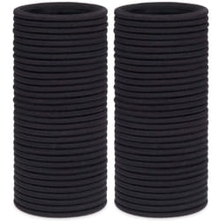 H&S 100 Elastic Hair Bands 4mm Hair Ties Bobbles Elastics Hairbands Ponytail Holders No Metal for Women Girls Kids Men Thick Hair Black