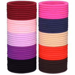 100 Hair Bands 4mm Hair Ties Bobbles Elastics Hairbands Ponytail Holders No Metal Colourful Accessories for Women Girls Kids ...