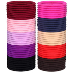 100 Hair Bands 4mm Hair Ties Bobbles Elastics Hairbands Ponytail Holders No Metal Colourful Accessories for Women Girls Kids Men Thick Hair Black