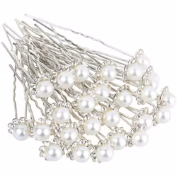H&S 40 Wedding Pearl Hair Pins Bridal Flower Crystal Hair Pins Clips for Women