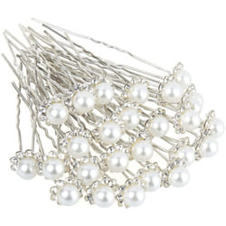 H&S 40 Wedding Pearl Hair Pins Bridal Flower Crystal Hair Pins Clips for Women