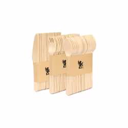 H&S 150pcs Wooden Cutlery Set Disposable Biodegradable Wood Eco Friendly for Picnic Party - 50 Forks, 50 Knives, 50 Spoons