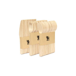H&S 150pcs Wooden Cutlery Set Disposable Biodegradable Wood Eco Friendly for Picnic Party - 50 Forks, 50 Knives, 50 Spoons