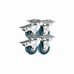 H&S 4 Castor Wheels Heavy Duty 50mm Rubber Swivel Trolley Furniture Caster with Brakes