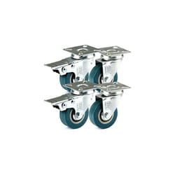 H&S 4 Castor Wheels Heavy Duty 50mm Rubber Swivel Trolley Furniture Caster with Brakes
