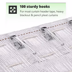 Curtain Hooks Metal 100pcs Curtain Header Tape Drapery Hooks