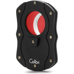 Colibri Cut | Double Guillotine Cigar Cutter| Black with Red Blades|Spring Loaded Release|Up-to 62 Ring Gauge Cigars| Ergonomic Design | Includes